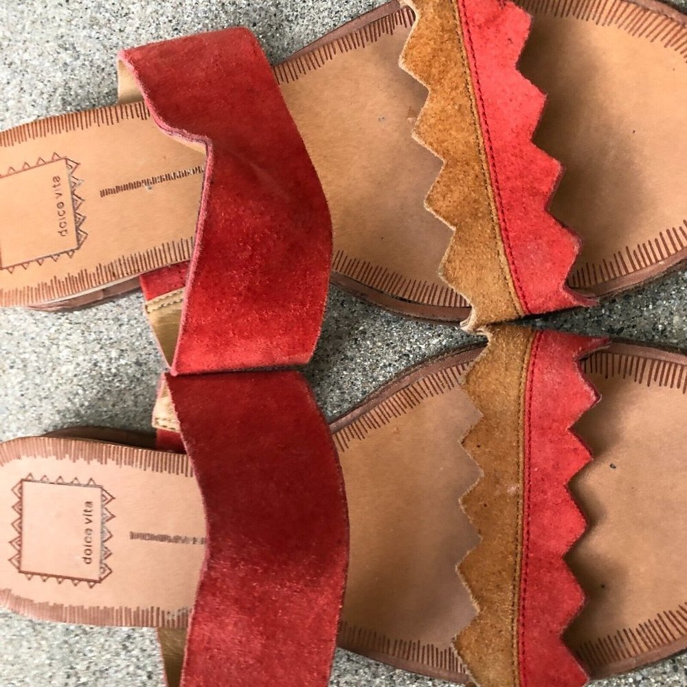 DOLCE VITA Slides Sandals Size 7 Vegan Leather Orange Shoes Womens​​​​​​ - Picture 2 of 6